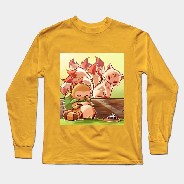 Kitsune and Bake Danuki Long Sleeve T-Shirt by risee